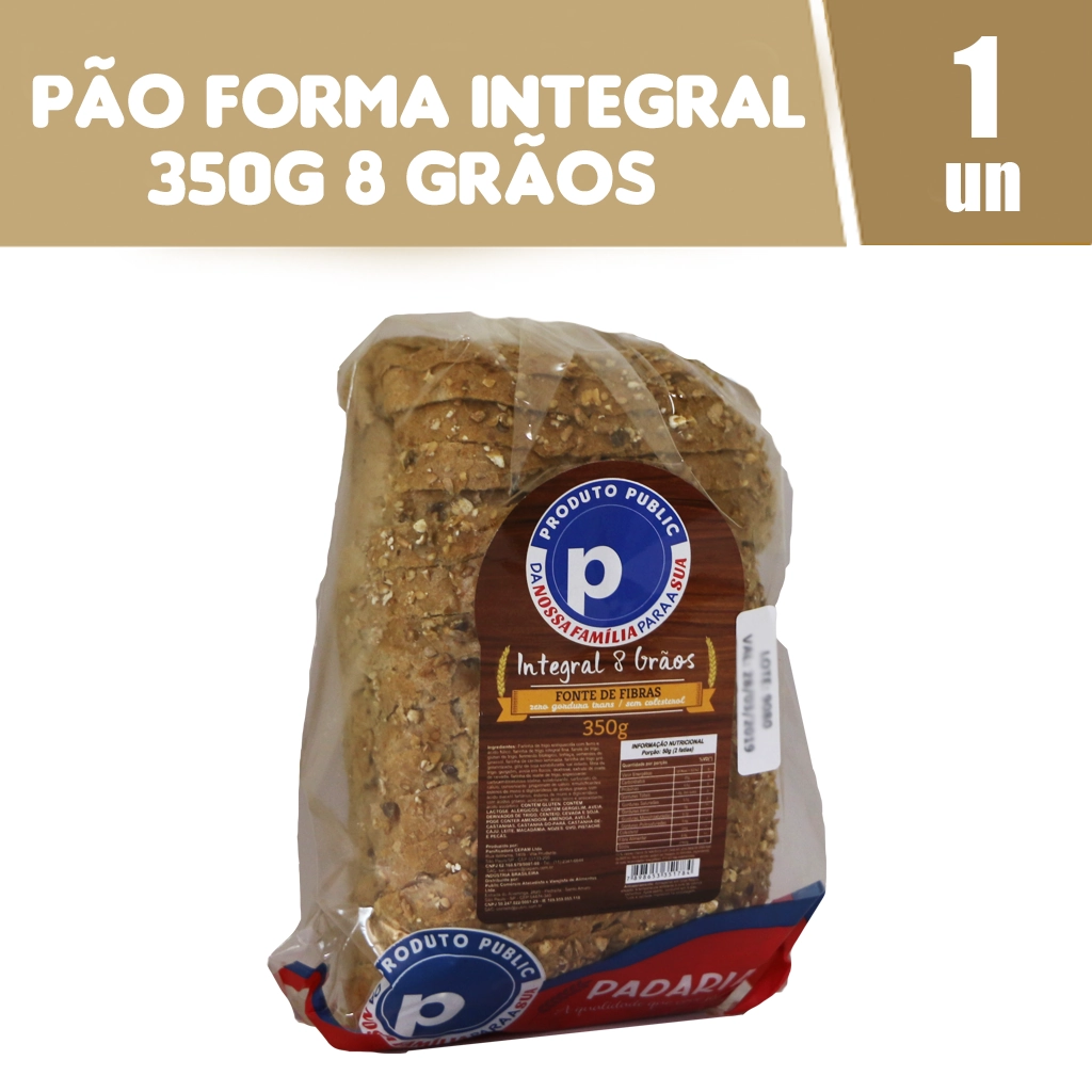 Pao Forma Integral Public 350g 8 Graos