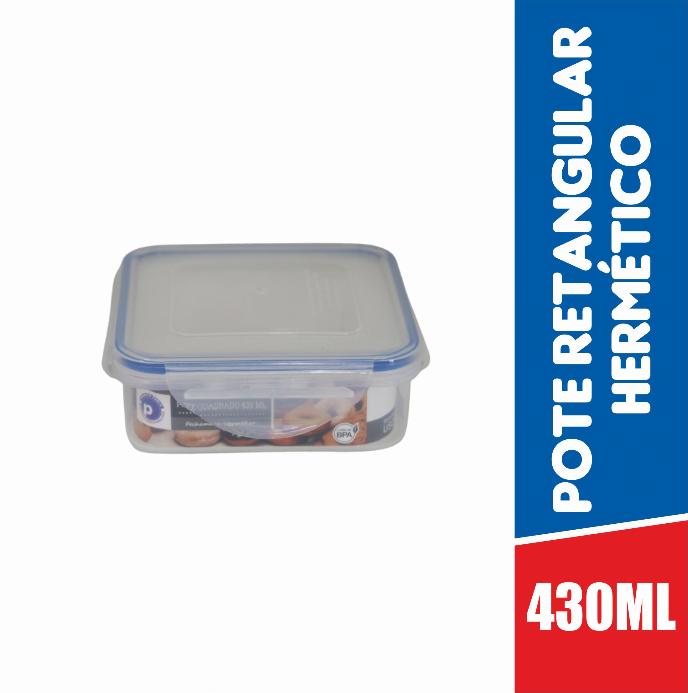 Vasilha Plastica Quadrada 430 Ml Public Azul