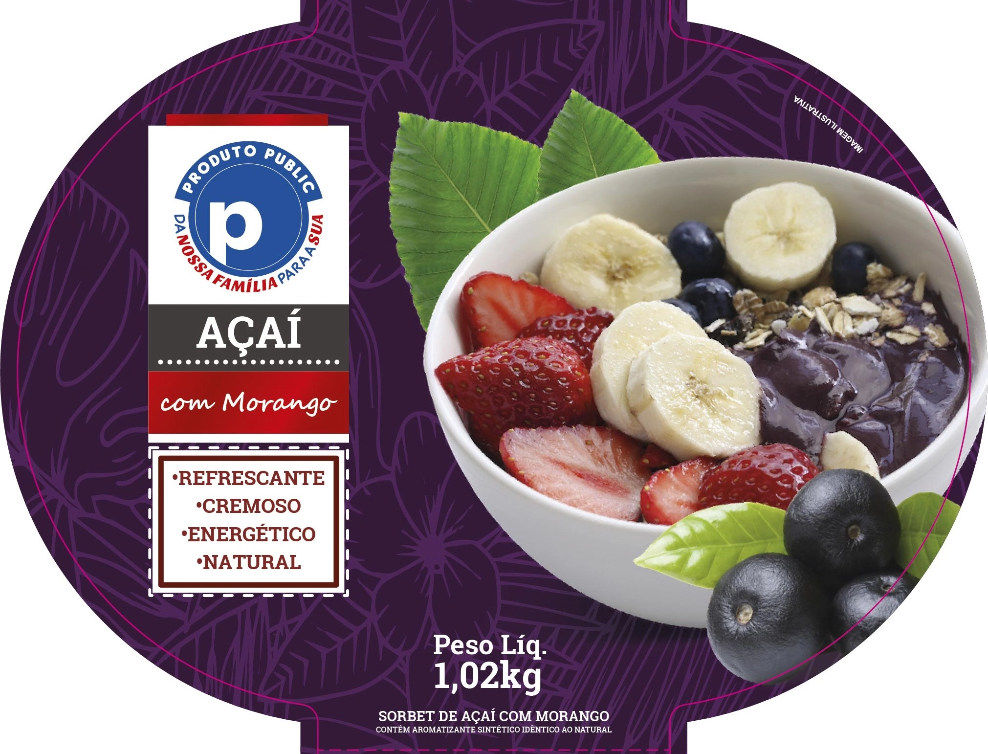 Acai Public 1.02kg Morango Pegacai