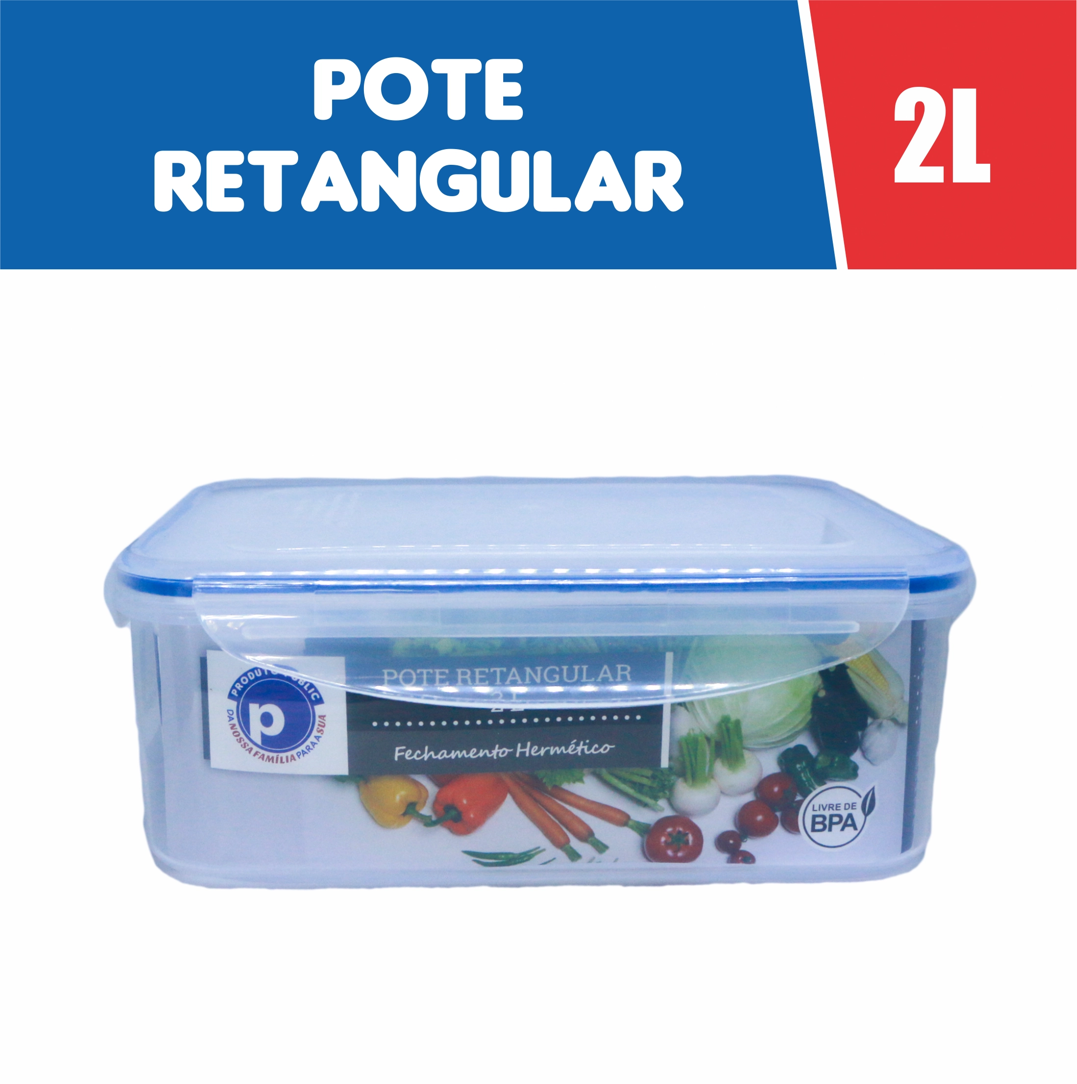 Vasilha Plastica2 Litros Retangular Public Azull