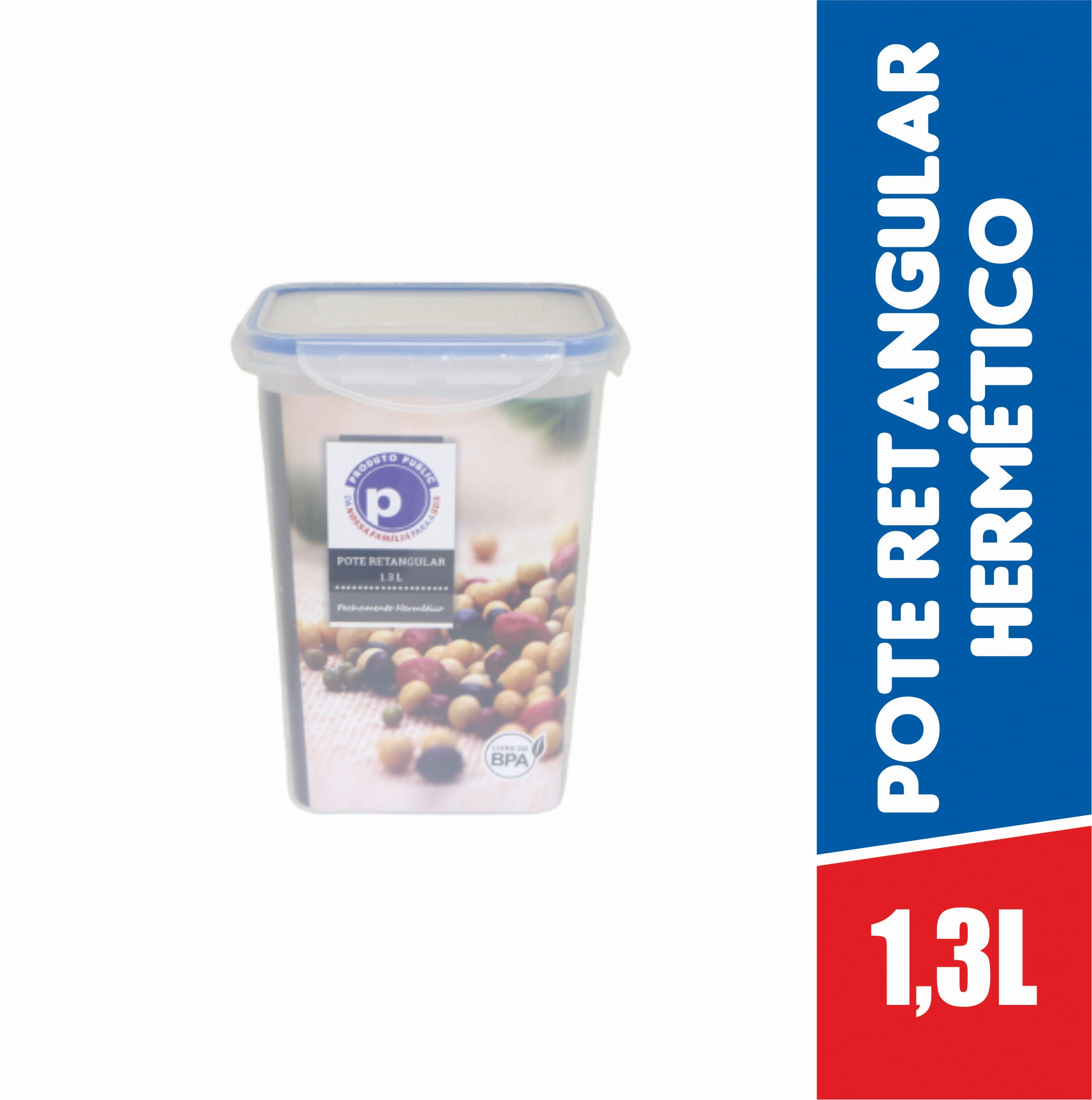 Vasilha Plastica 1,3 Litros Retangular Public Azul