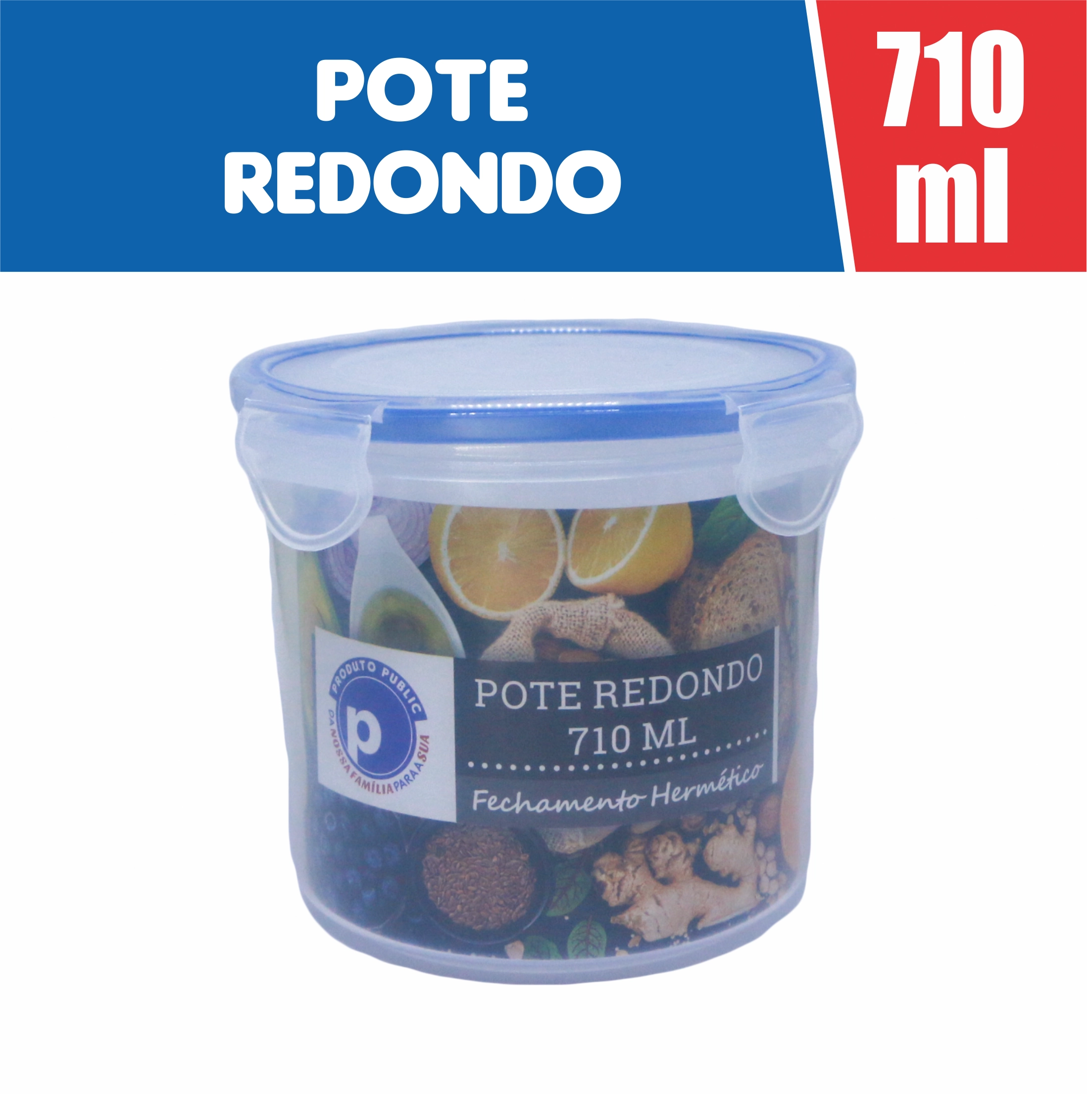 Vasilha Plastica 710 Ml Redonda Public Azul