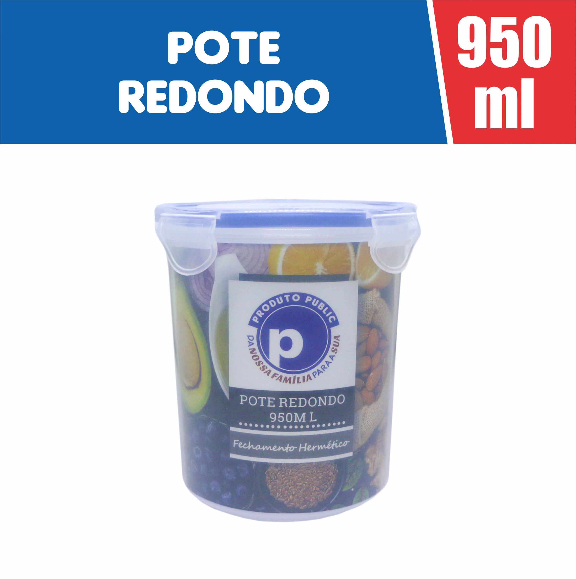 Vasilha Plastica 950 Ml Redonda Public Azul