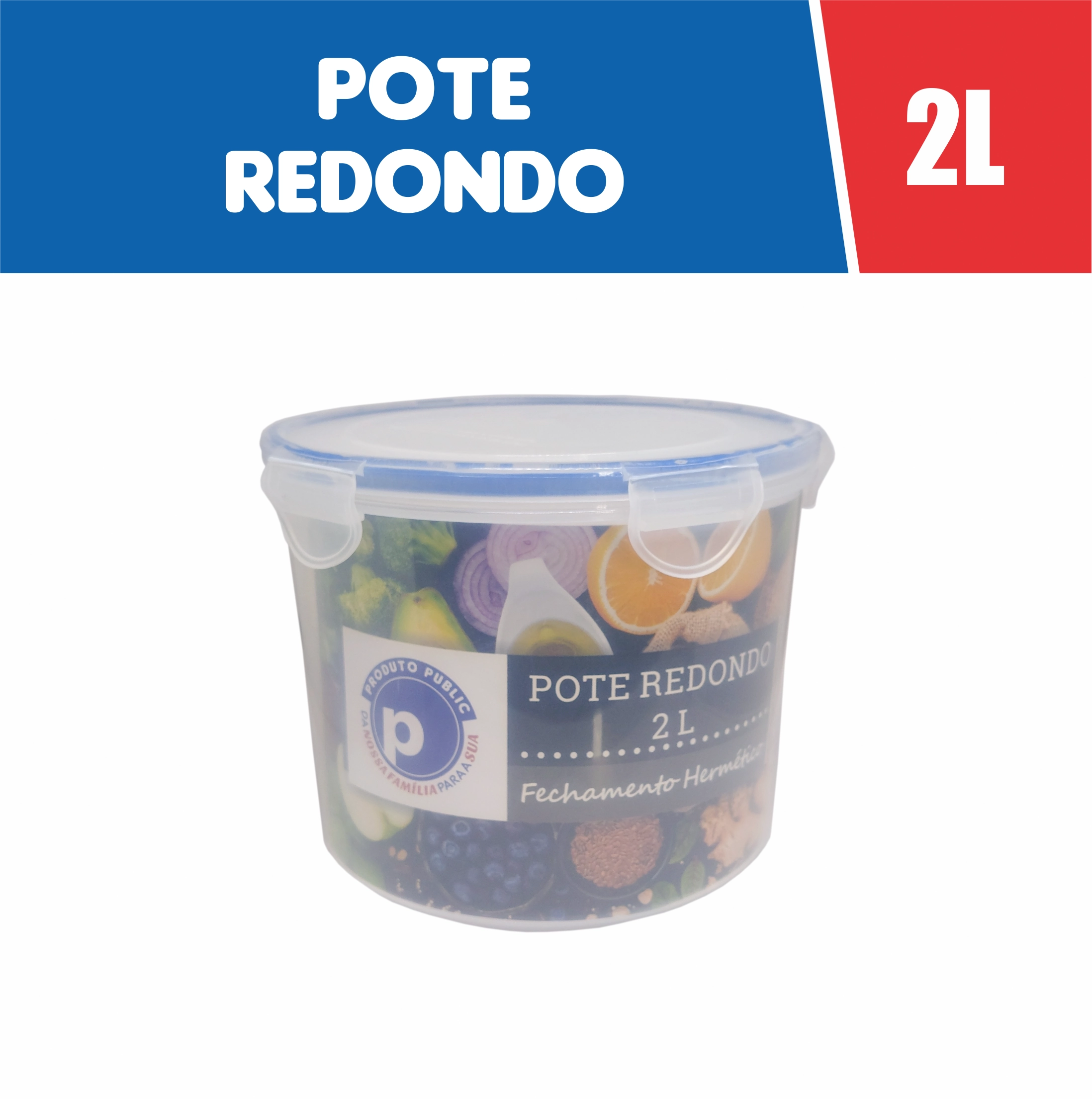 Vasilha Plastica 2 Litros Redonda Public Azul Baixa