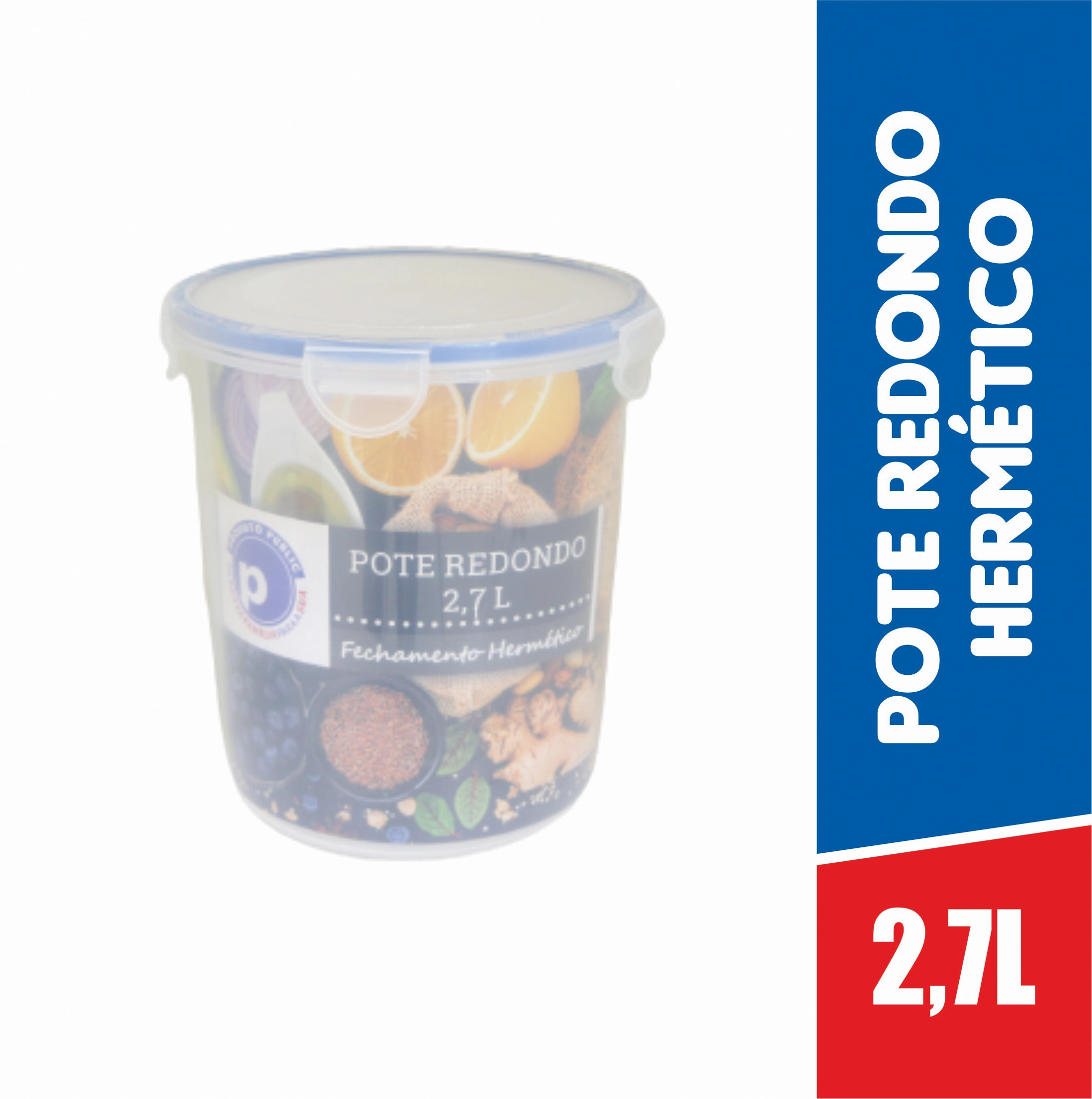 Vasilha Plastica 2,7 Litros Redonda Public Azul