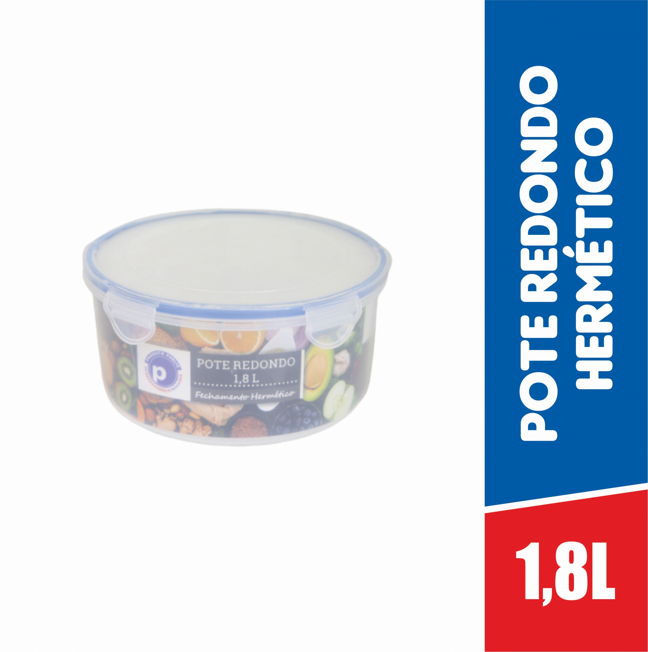 Vasilha Plastica 1,8 Litros Redonda Public Azul