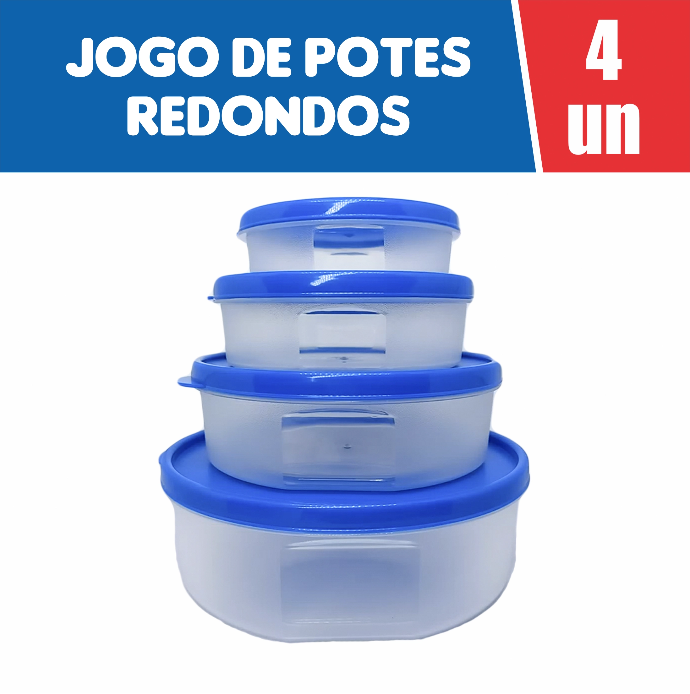 Kit De 4 Vasilhas Redondas Public Azul