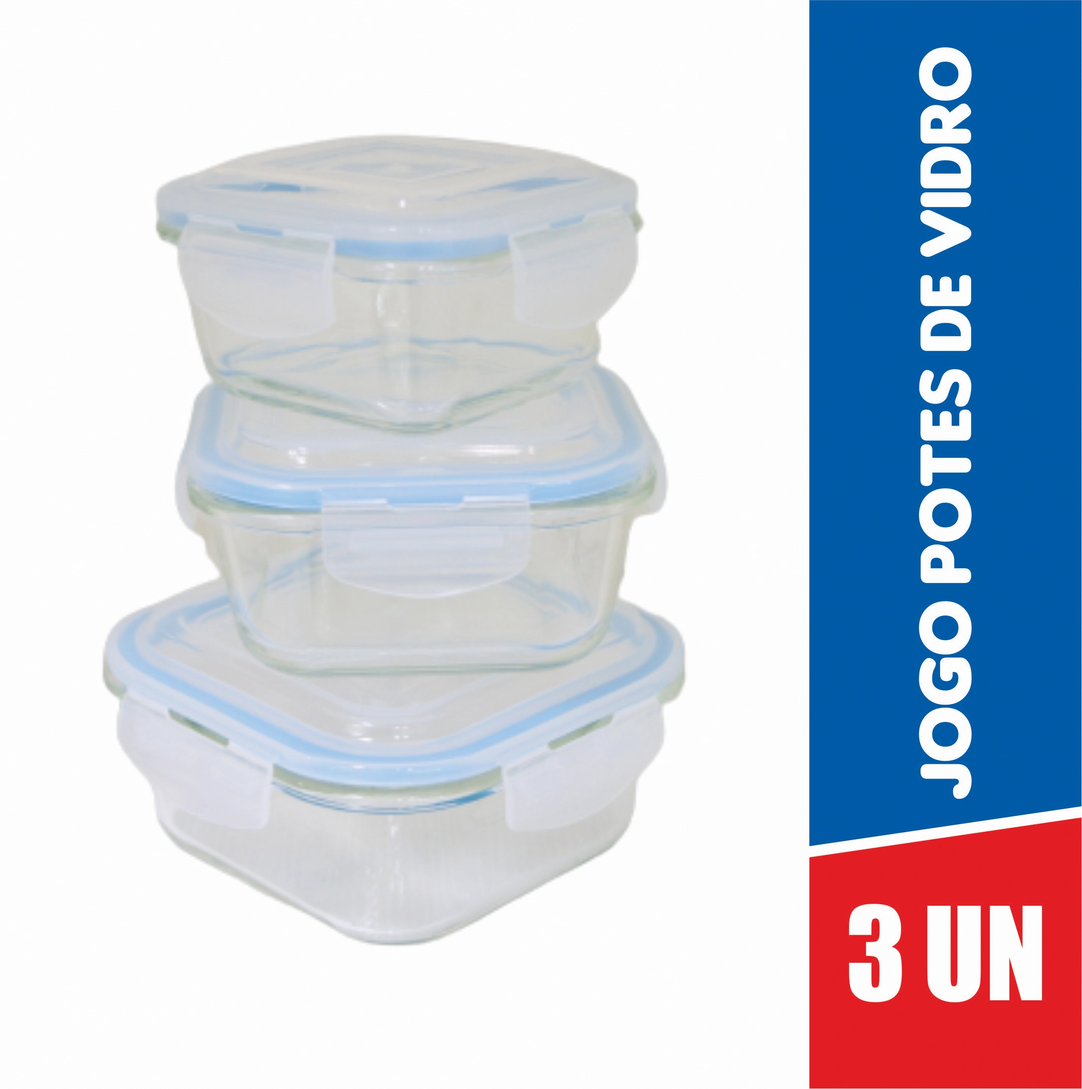Kit Vasilhas Vidro Retangular Bor C/3 Pecas 370,650,1000ml Rosa Public