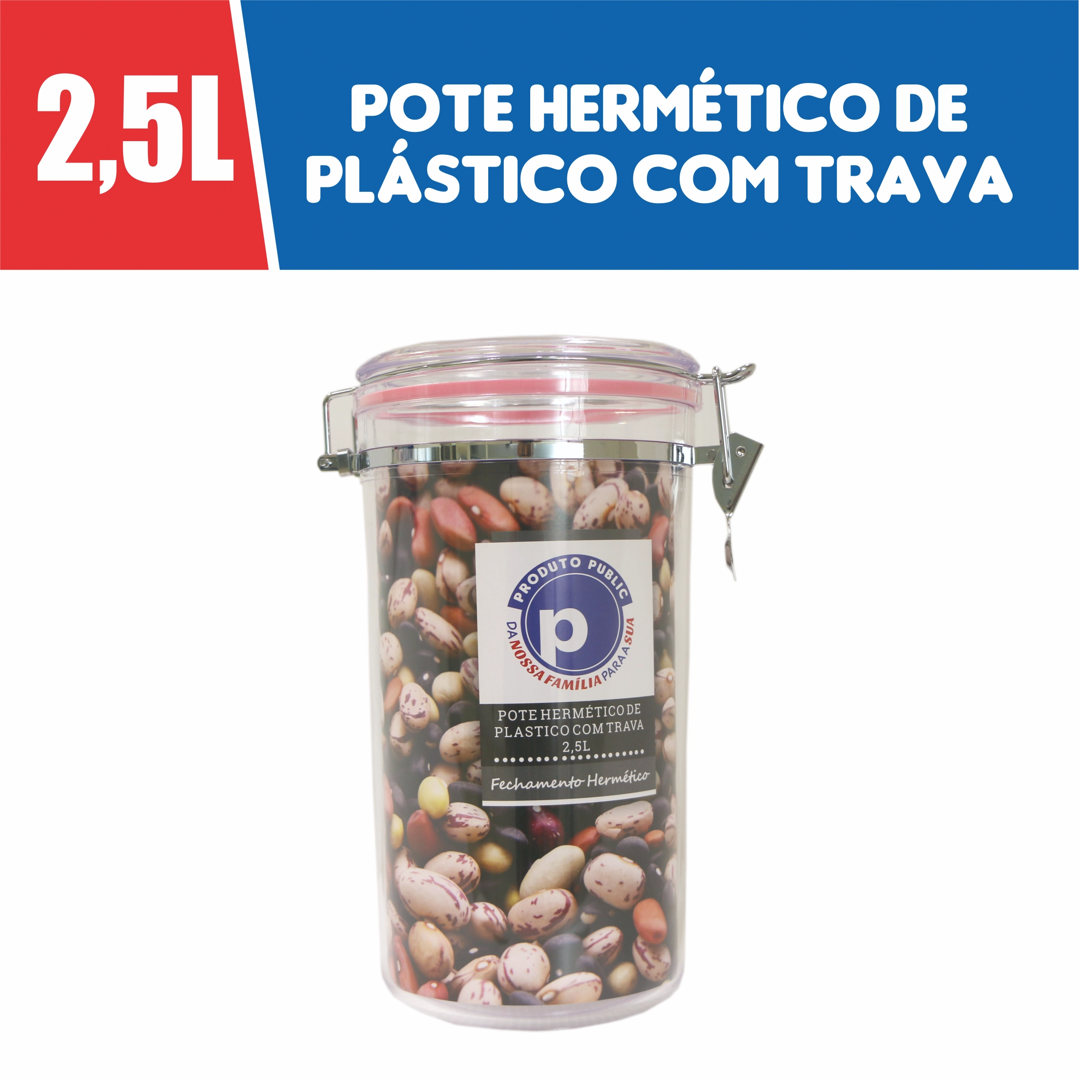 Pote Herme De Plast C/ Trava Public Sophie 2500ml Rosa