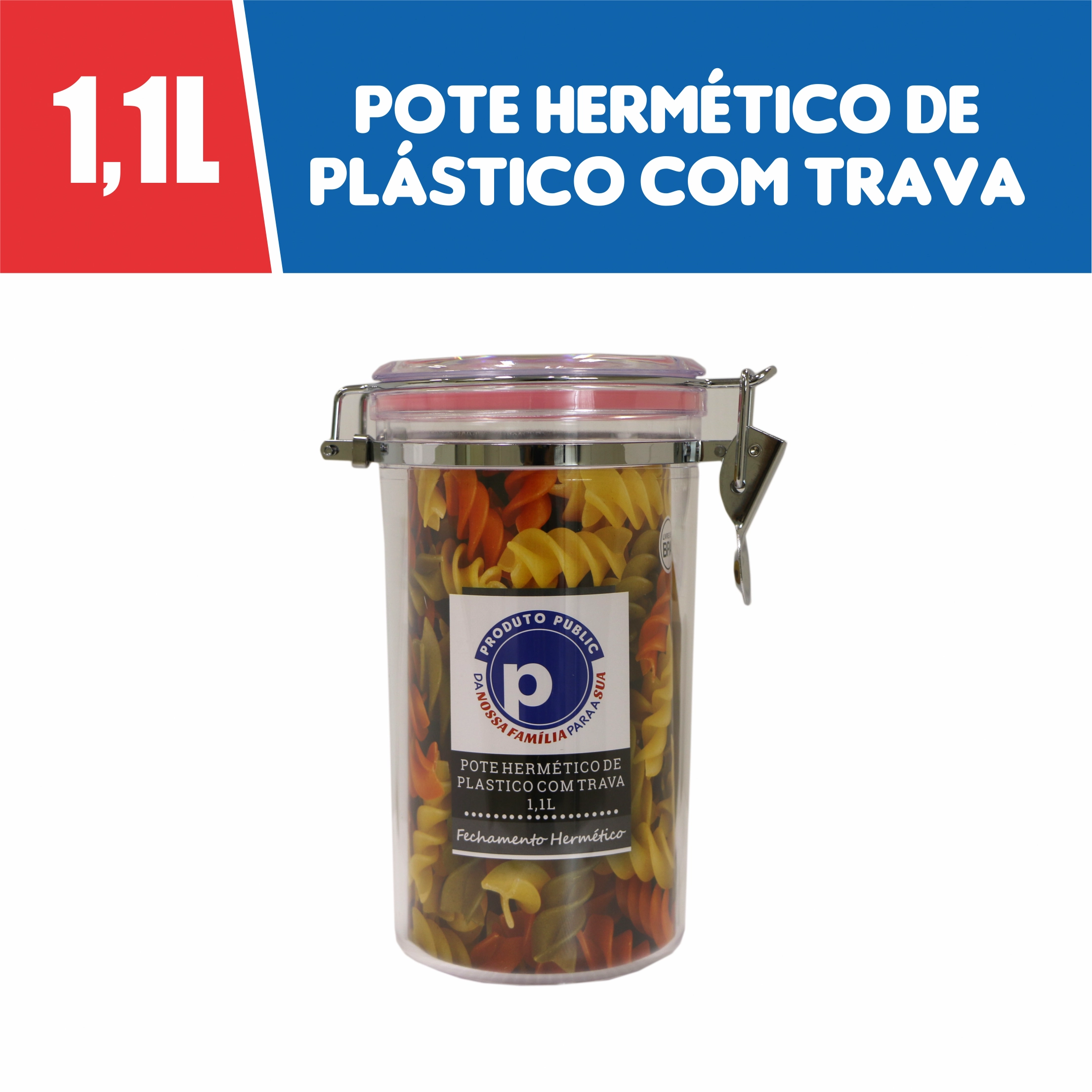 Pote Herme De Plast C/ Trava Public Sophie 1100ml Rosa