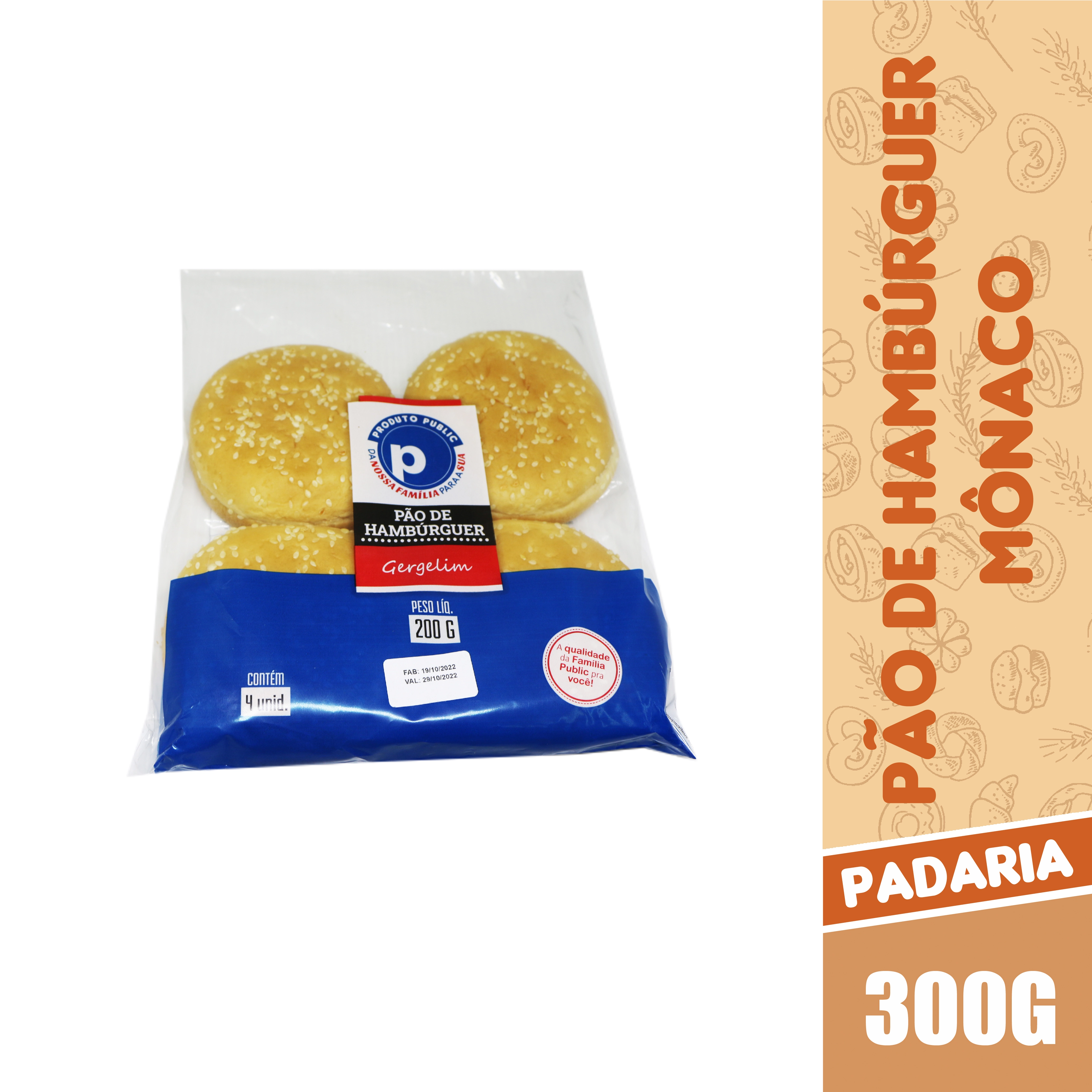 Pao Hamburguer Monaco 300g C/4 Public