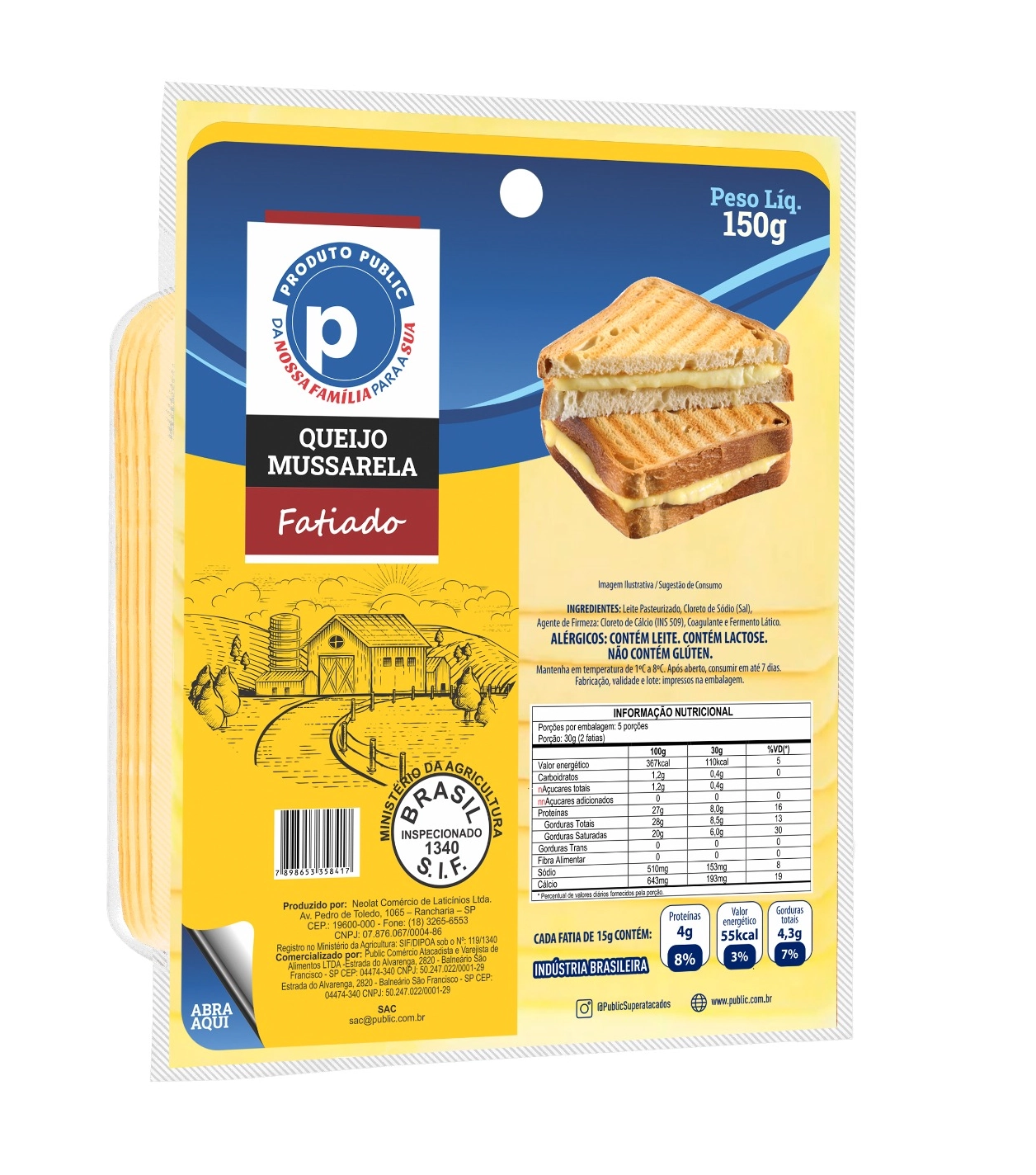 Queijo Mussarela Public 150g Fatiado