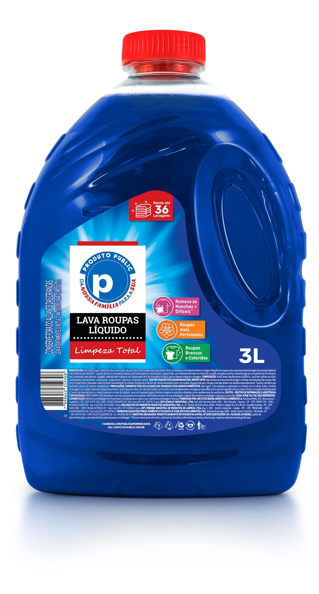 Lava Roupa Liq Public 3l Limp Total Azul