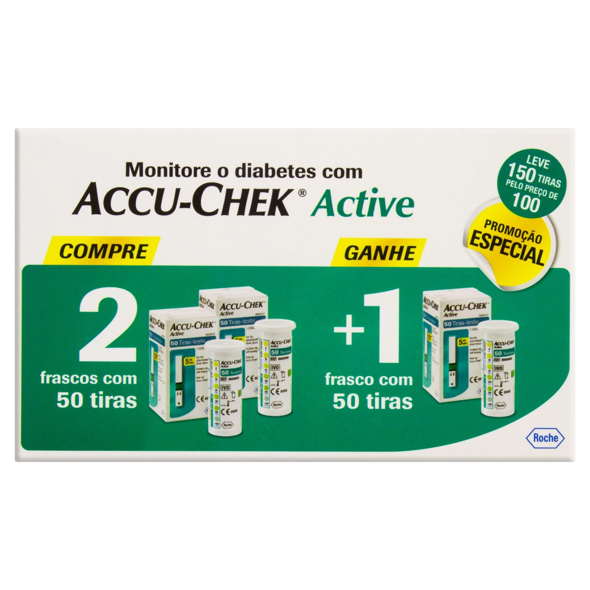 Tira Para Teste De Glicemia Accu Chek Active Caixa Leve 150 Pague 100 Unidades