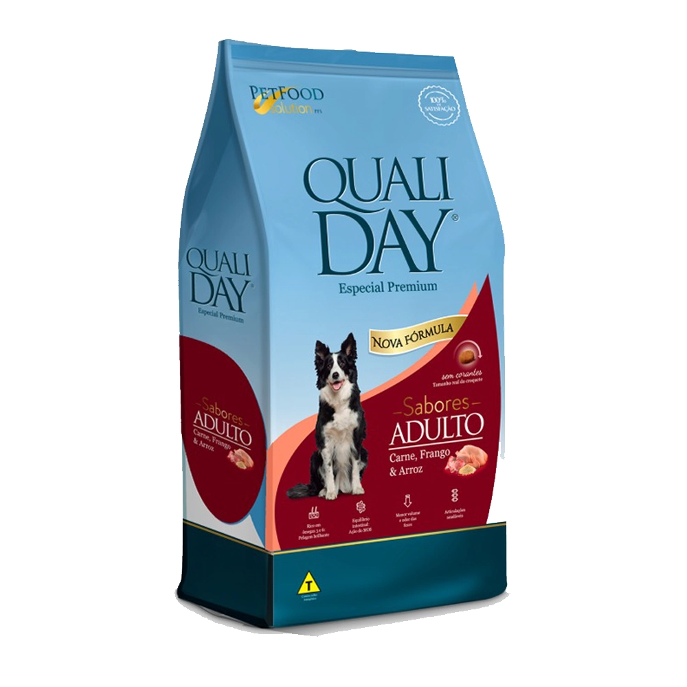 Ração Qualiday Especial Premium Adulto Carne. Frango E Arroz Raças Médias E Grandes 16.5 Kg