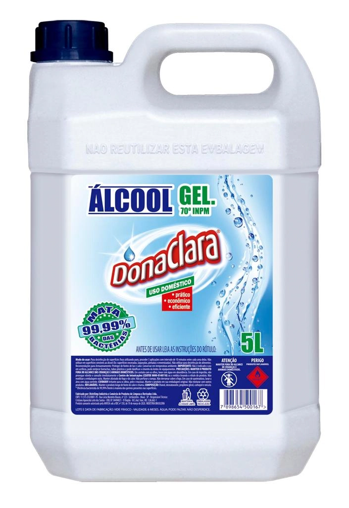Alcool Gel Dona Clara 70 5l