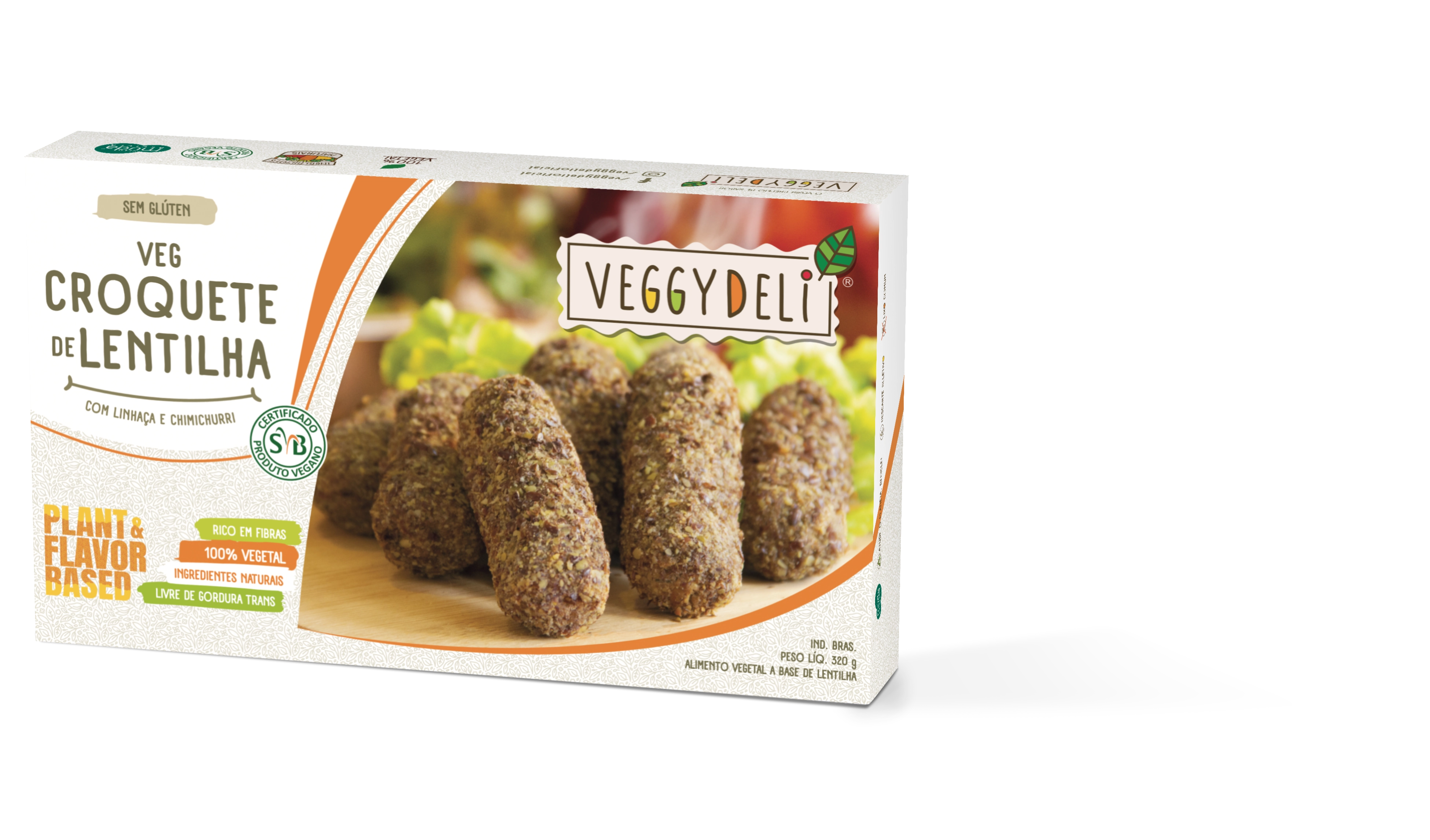 Croquete De Lentilha Com Linhaça E Chimichurri Vegetal Veggy Deli Caixa 320g
