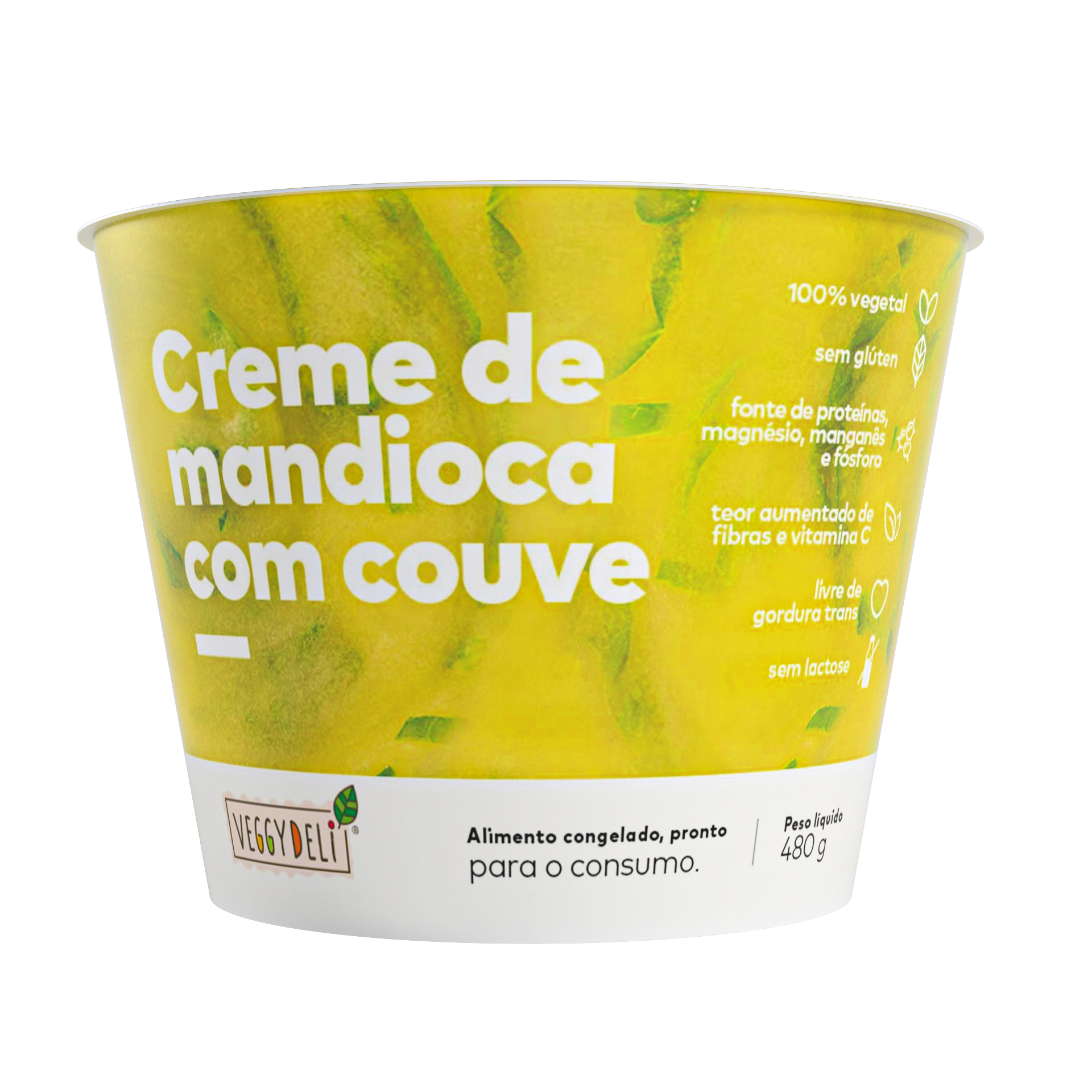 Creme Vegetal Mandioca Com Couve Veggy Deli Pote 480g