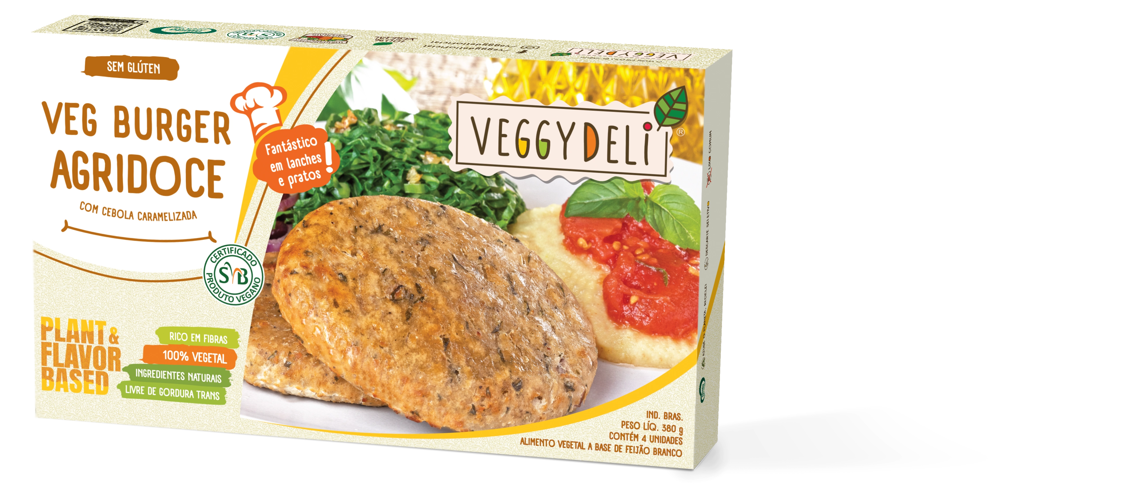 Hambúrguer Vegetal Agridoce Veggy Deli Caixa 380g 4 Unidades