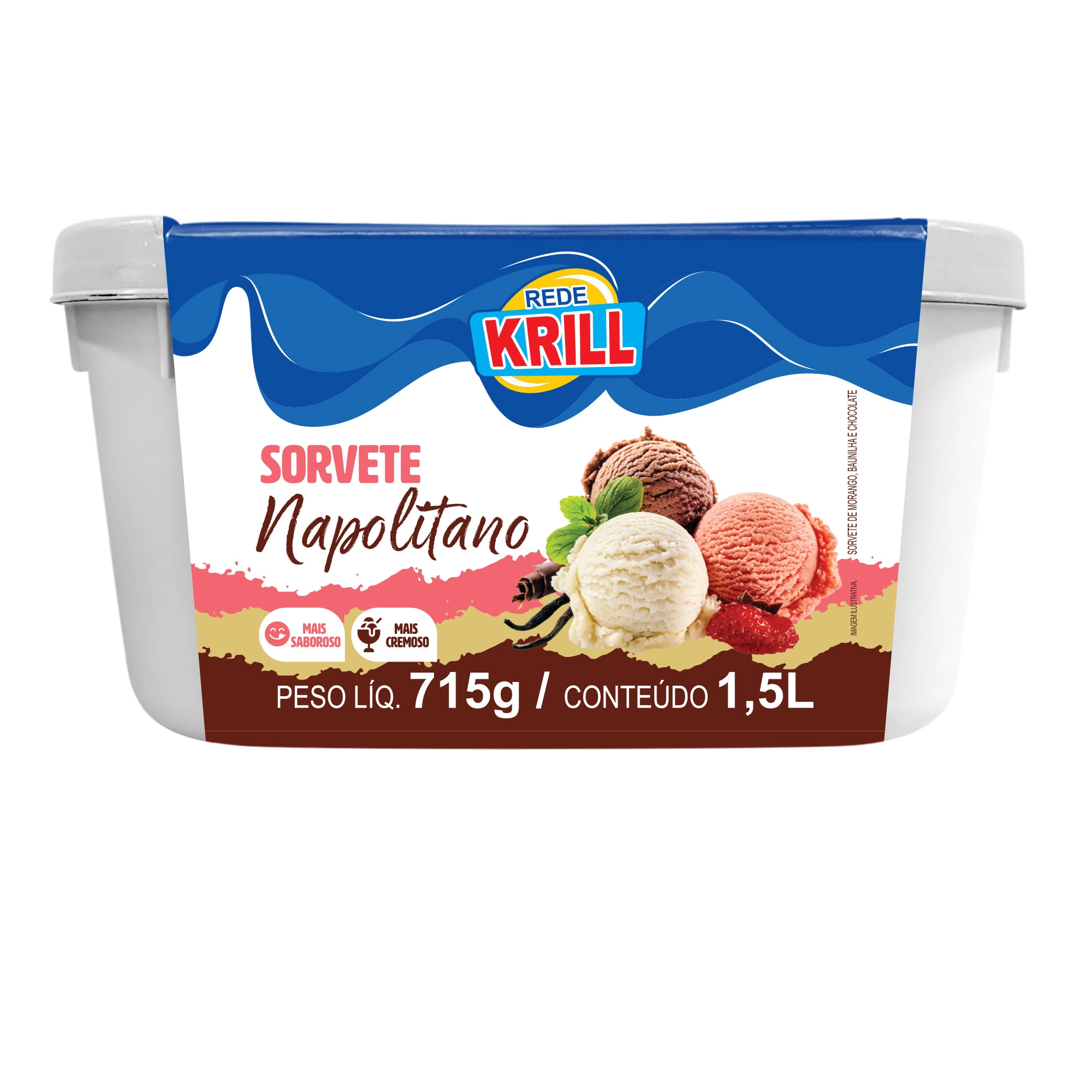 Sorvete Rede Krill Napolitano 1.5l