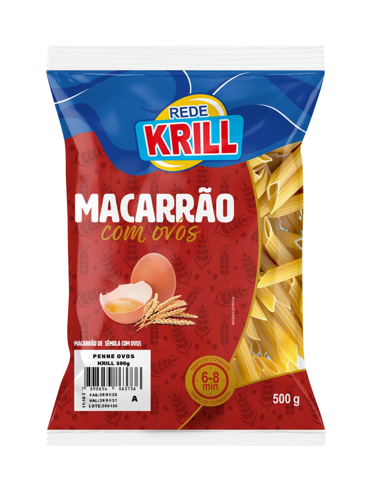 Mac.rede Krill Penne C/ovos 500g
