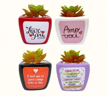 Vaso Quadrado Namorados 2307 Vanjos