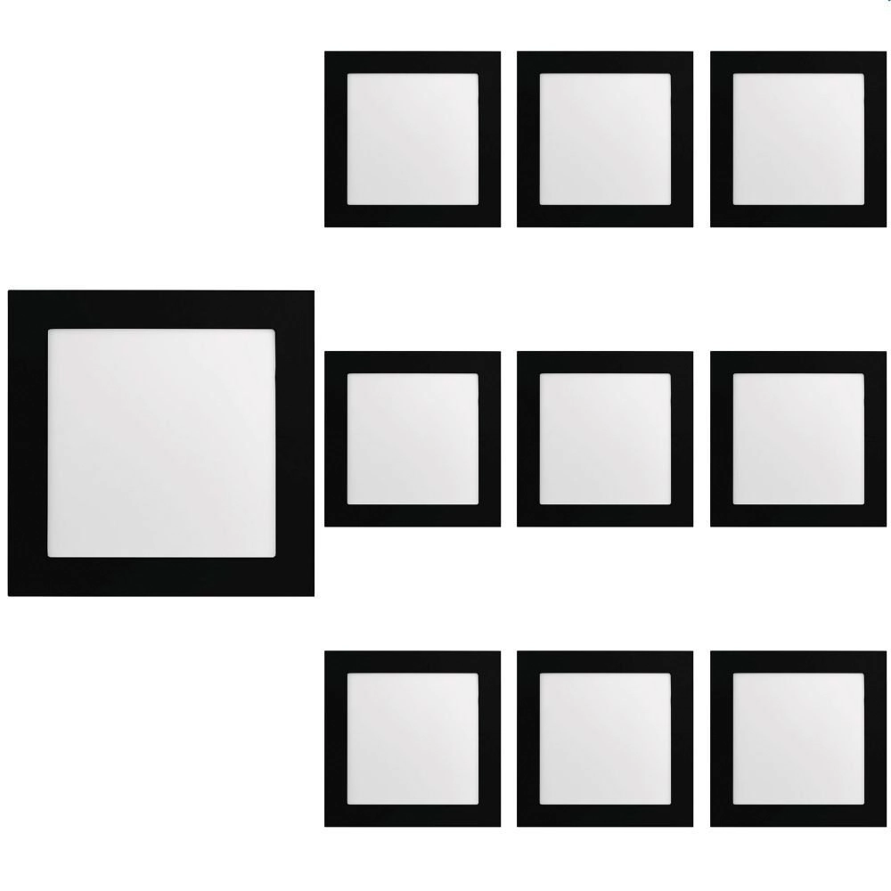 10 Painel De Led Save Energy Quadrado De Sobrepor 25w Bivolt Jet Black 3000k Luz Amarela
