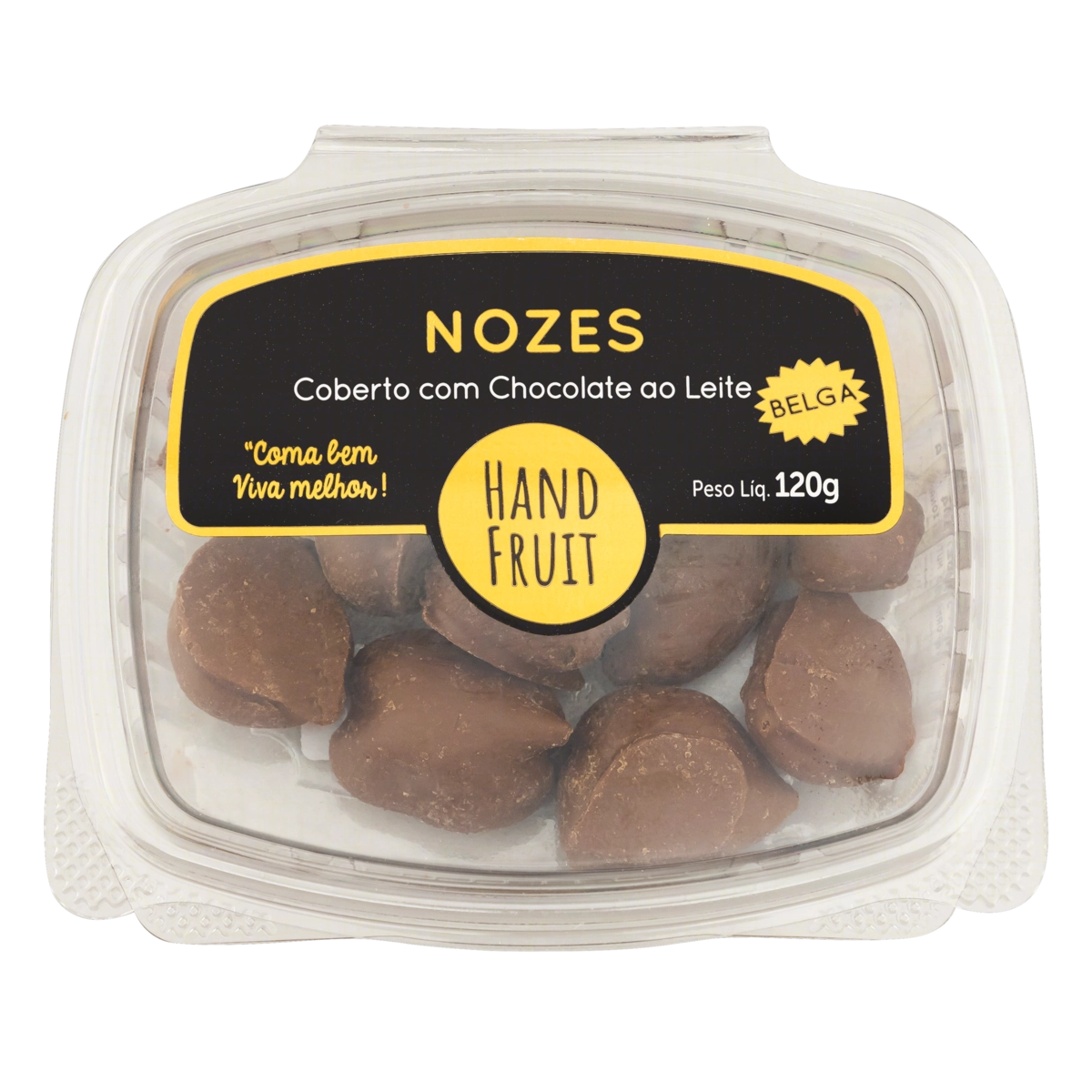 Noz Cobertura Chocolate ao Leite Belga Hand Fruit Pote 120g