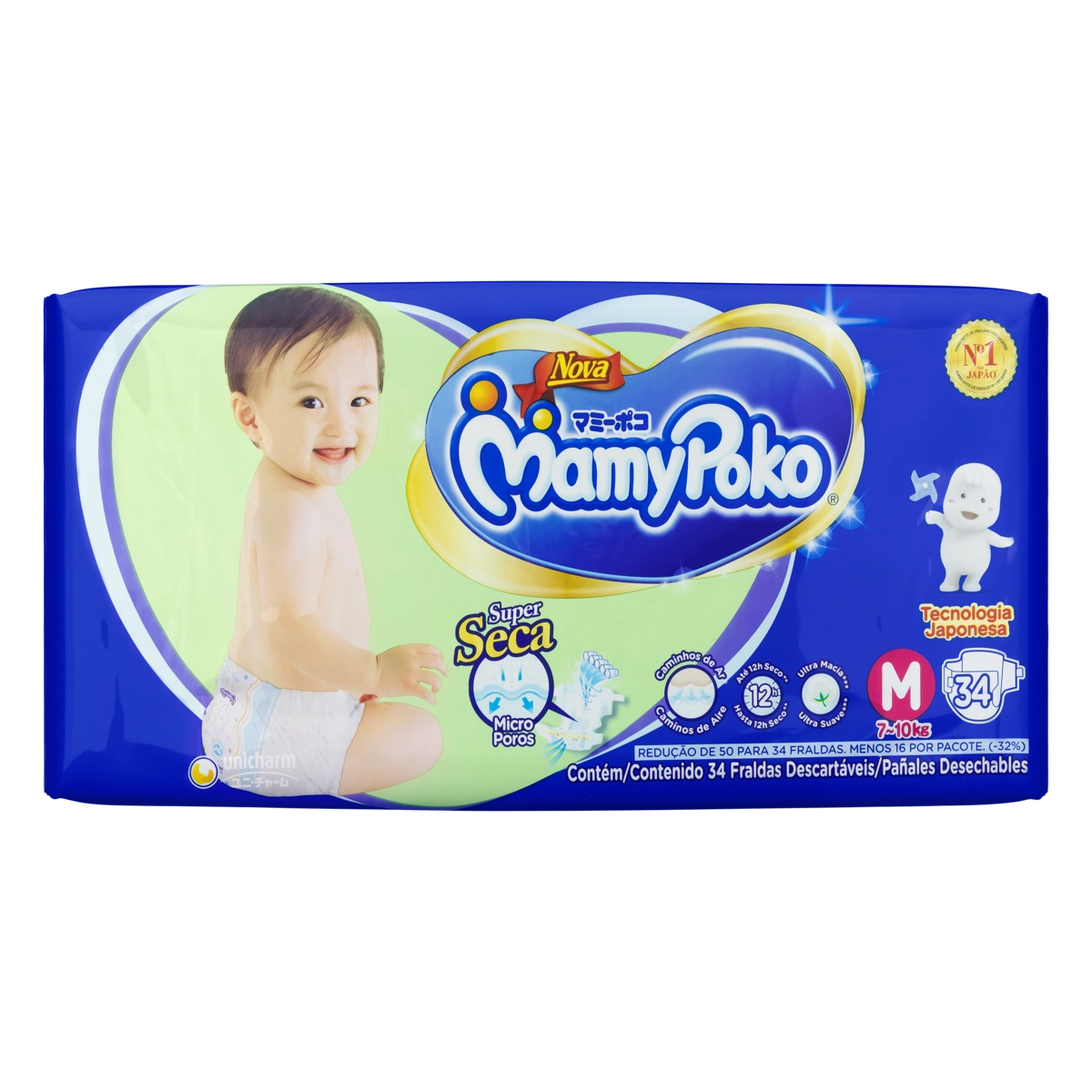 Fralda Descartável Infantil Super Seca Mamypoko M Pacote 34 Unidades