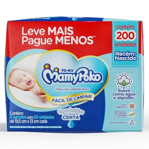 Pack Toalha Umedecida Recém Nascido Sem Perfume Ultra Macia Mamypoko Pacote 4 Unidades Leve Mais Pag