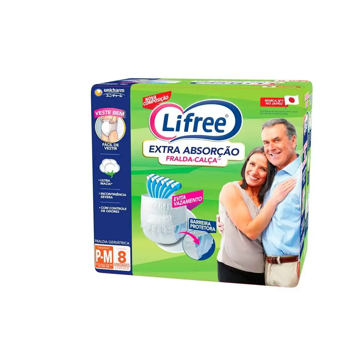 Fralda Descartável Adulto Extra Absorção Calça Lifree P M Pacote 8 Unidades