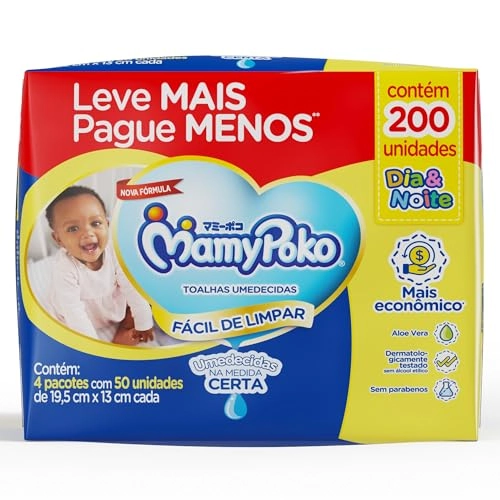 Pack Toalha Umedecida Bebê Macia Mamypoko Dia Noite Pacote 4 Unidades Leve Mais Pague Menos