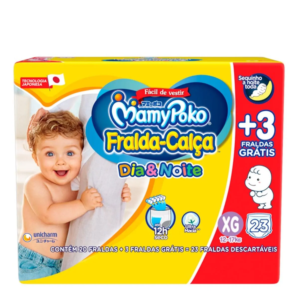 Fralda Descartável Infantil Calça Mamypoko Dia Noite Xg Pacote 20 Unidades Grátis 3 Fraldas