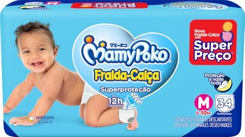 Fralda Descartável Infantil Calça Mamypoko Superproteção M Pacote 34 Unidades