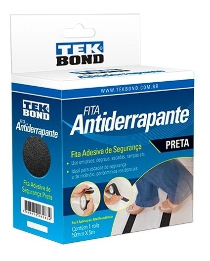 Fita Adesiva Antiderrapante Preta 50mm X 5m Tekbond