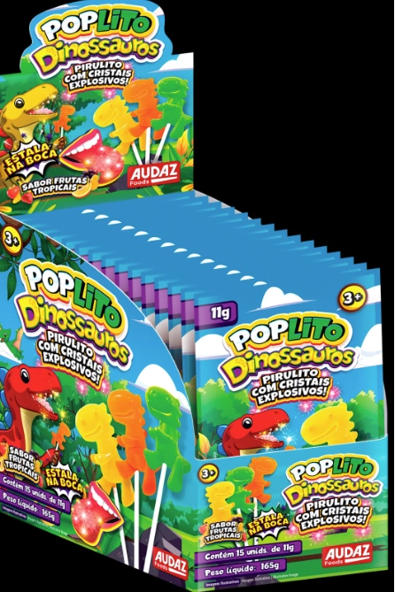 Pop Lito Dinossauros Pirulitos C/cristais Explosivos C/15
