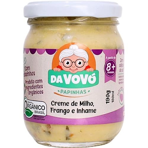 Da Vovó, Papinha Infantil, Linha 8, Orgânica, Sabor Creme De Milho, Frango E Ihame, 100ml