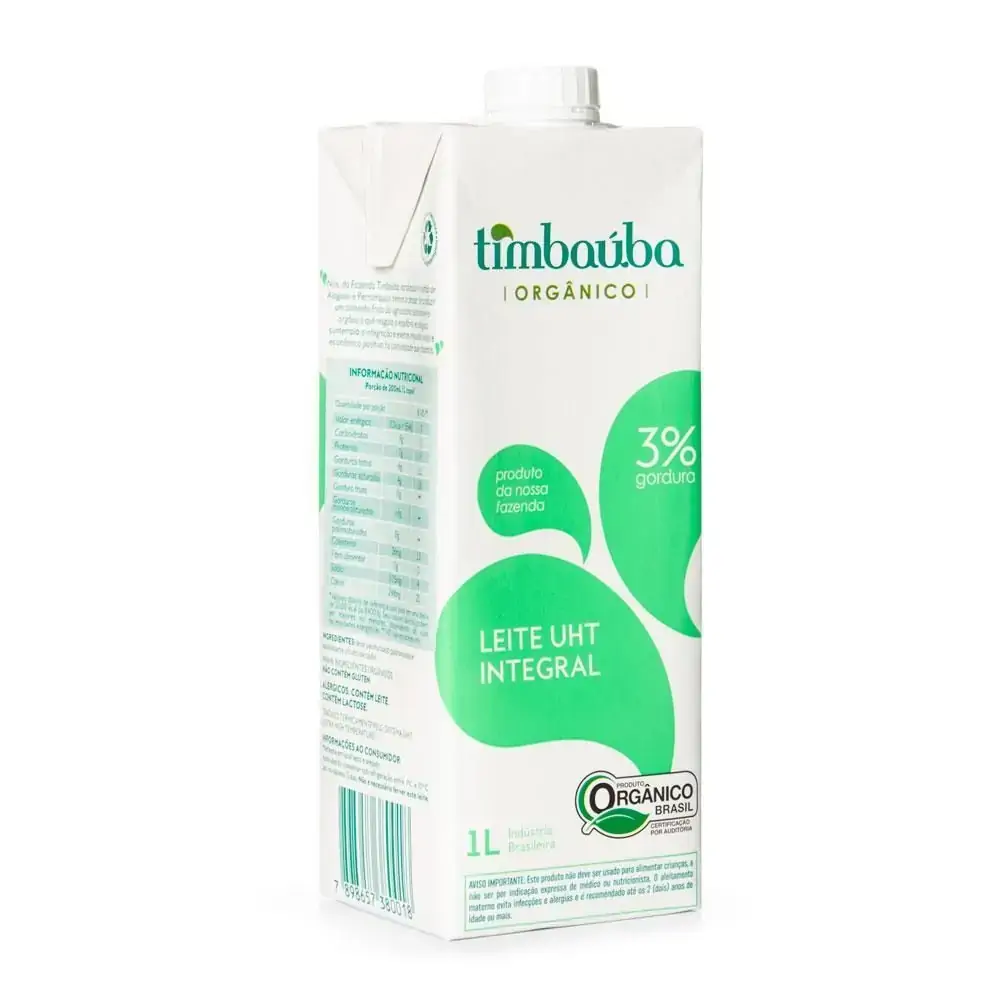 Leite Uht Integral Orgânico Timbaúba Caixa Com Tampa 1l