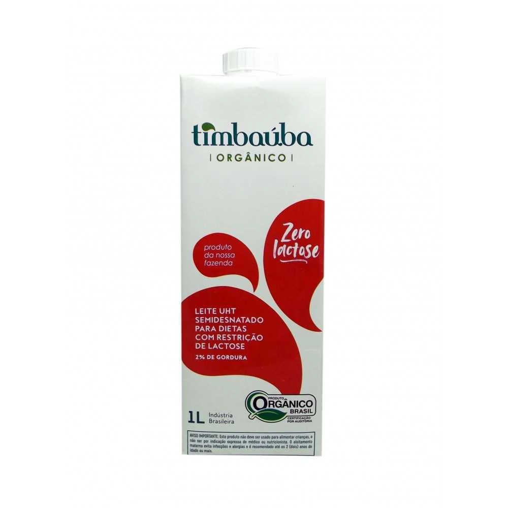 Leite UHT Semidesnatado Orgânico Zero Lactose Timbaúba Caixa com Tampa 1l
