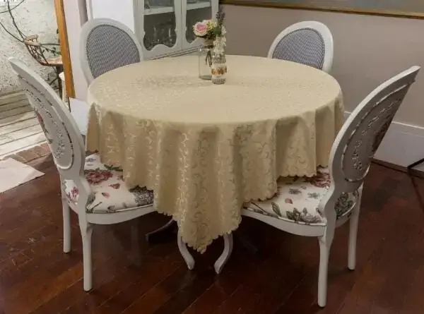 Toalha Mesa Casa Argivai 220cm Arab.bege Redonda