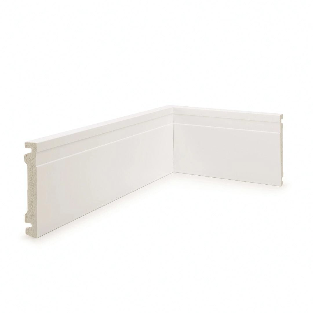 Rodapé De Poliestireno 10cmx15mmx2,40m Frisado Nfr   Branco