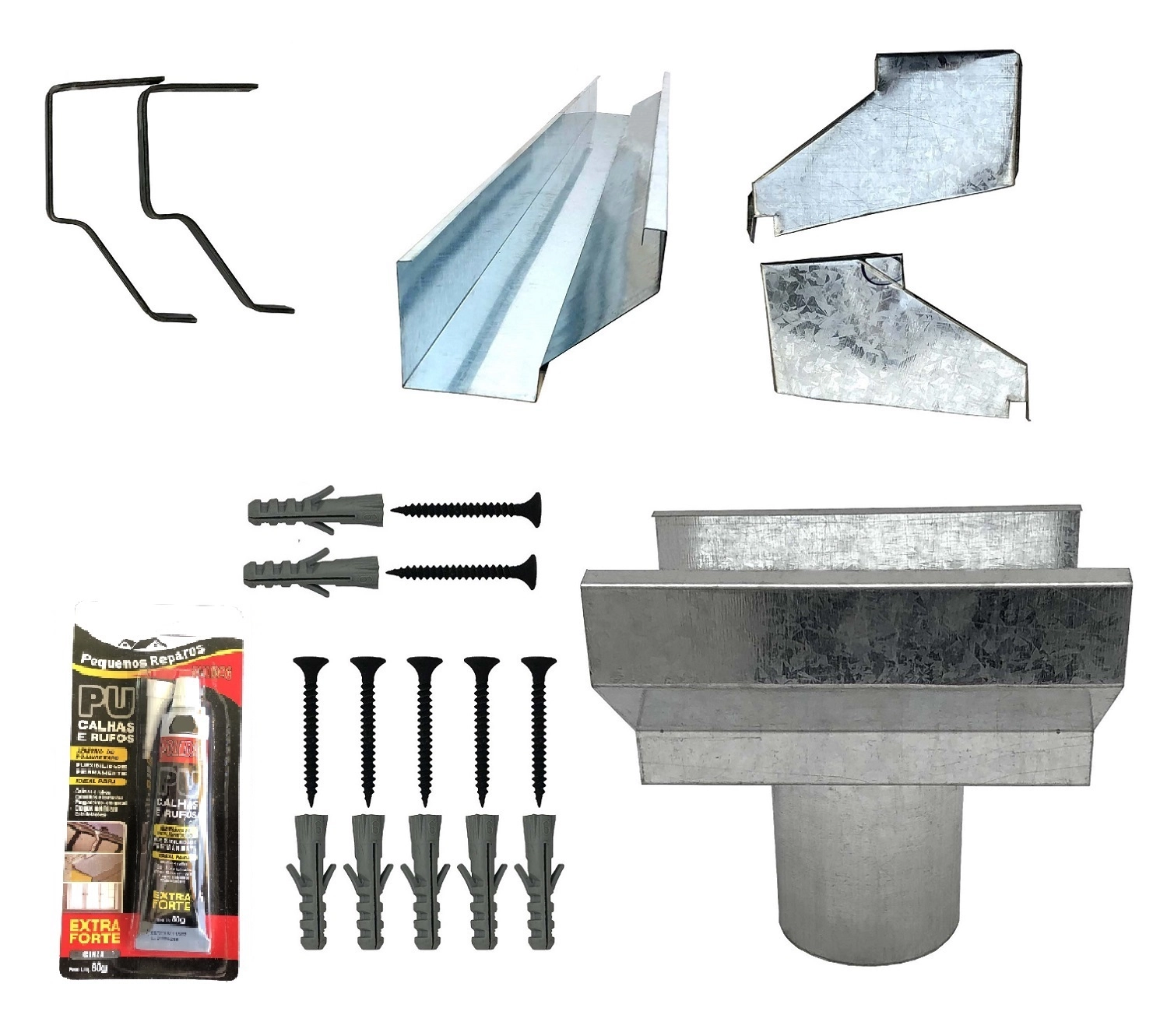 Kit Calha Telhado Beiral 2 Metros Calha Galvanizada