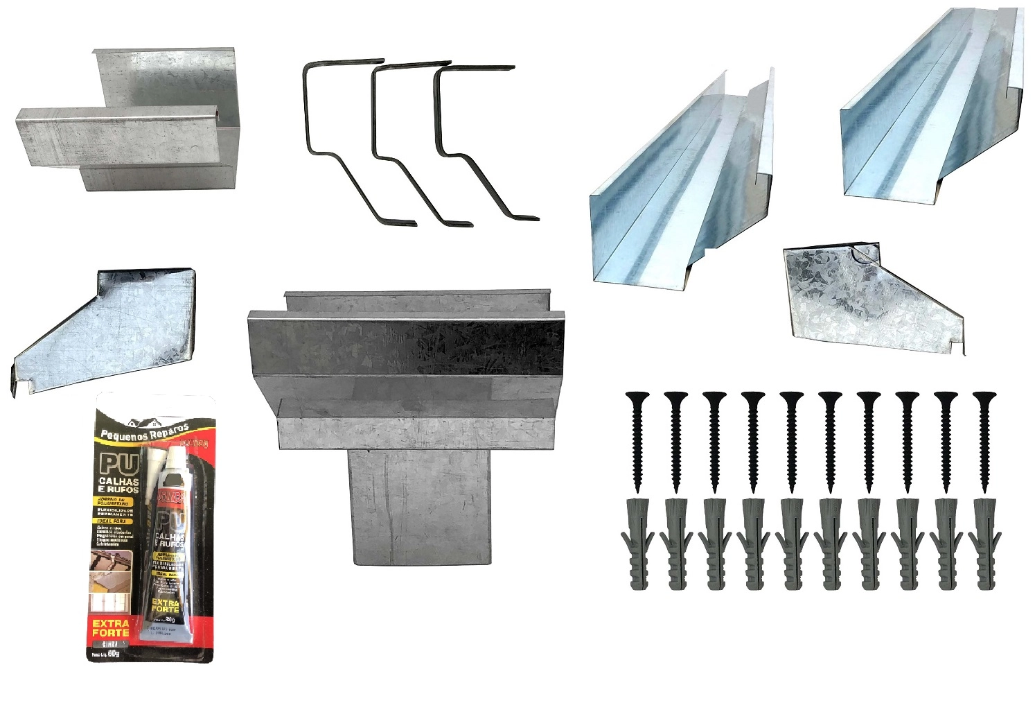 Kit Calha Telhado Beiral 4 Metros Galvanizada