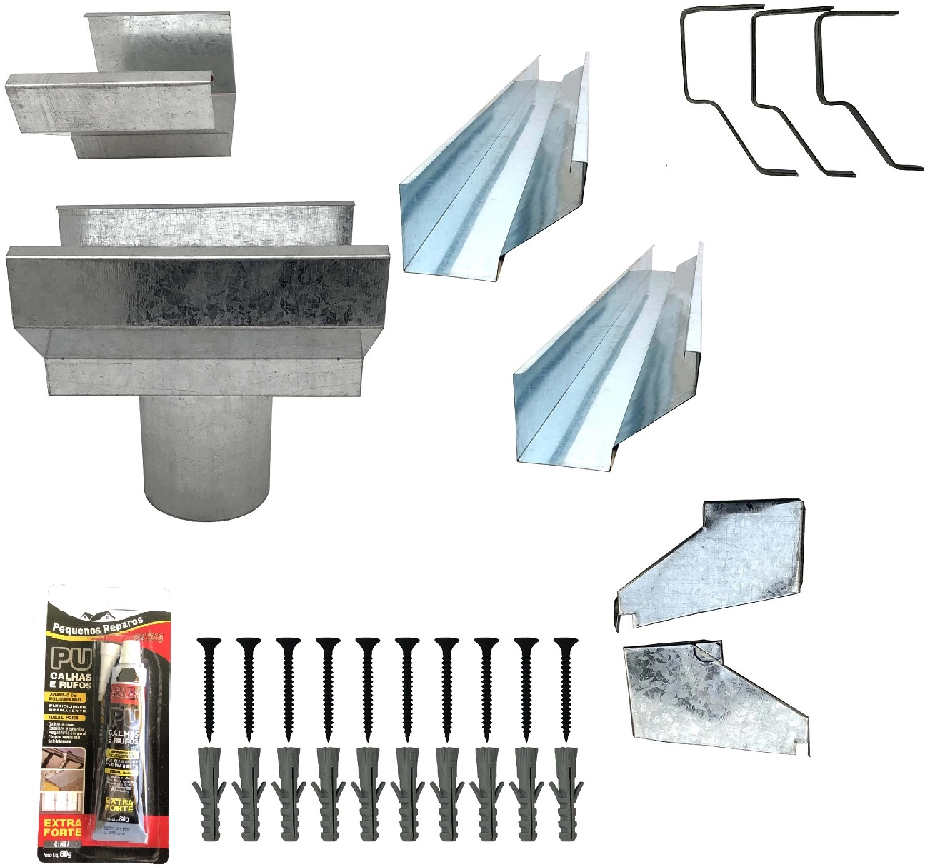 Kit Calha Telhado Beiral 4 Metros Calha Galvanizada