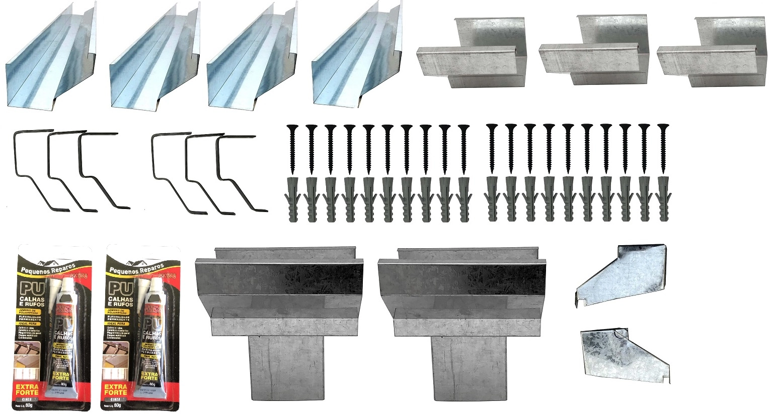 Kit Calha Telhado Beiral 8 Metros Galvanizada