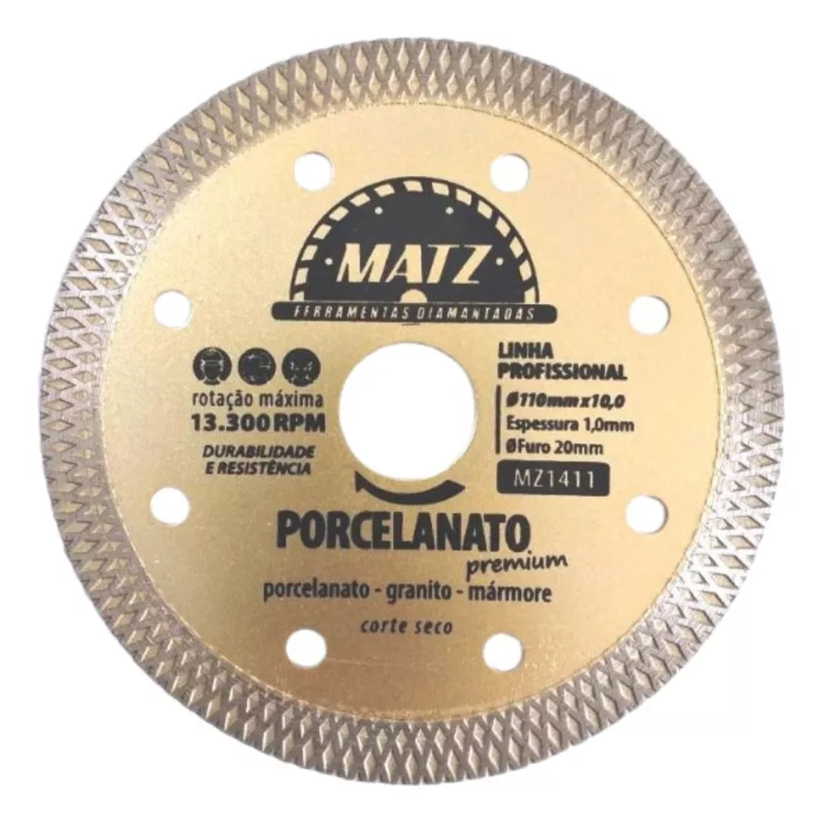 Disco Corte Turbo P/ Porcelanato Premium 10mm 110x20mm Matz