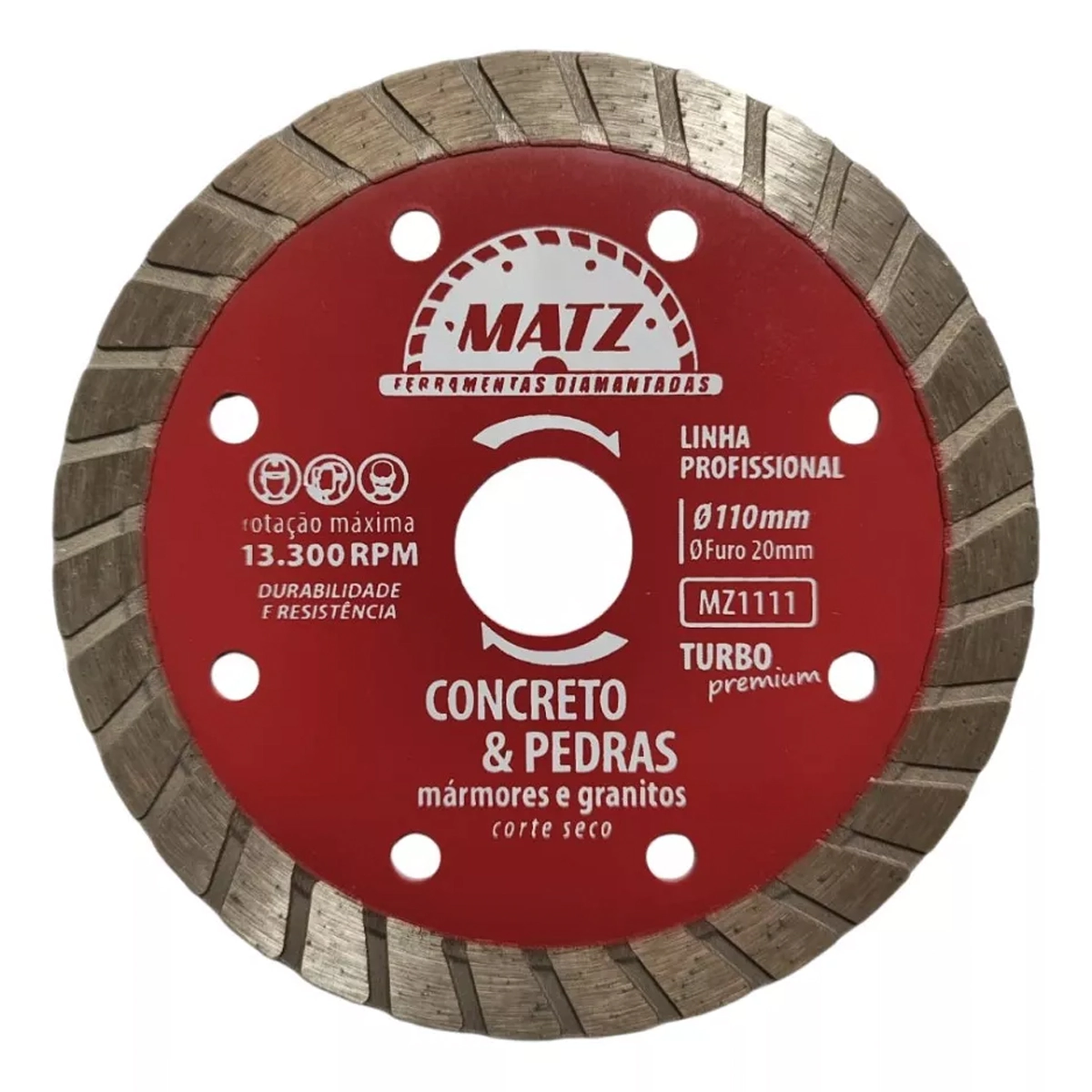Disco Corte Diamantado Turbo P/ Concreto Pedra 110x20mm Matz