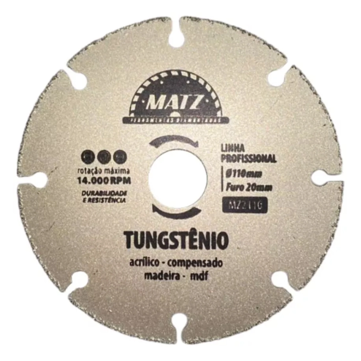 Disco Segmentado Tungstênio P/ Madeira 110mm X 20mm Matz