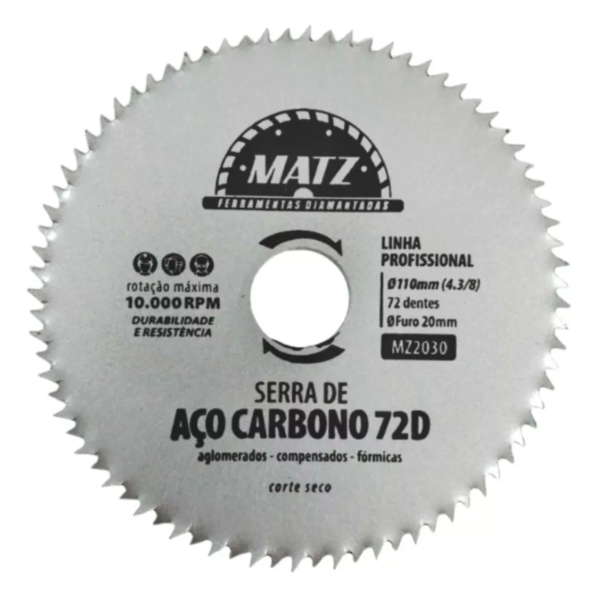 Disco Serra Aço P/ Madeira 72 Dentes 110mm X 20mm Matz