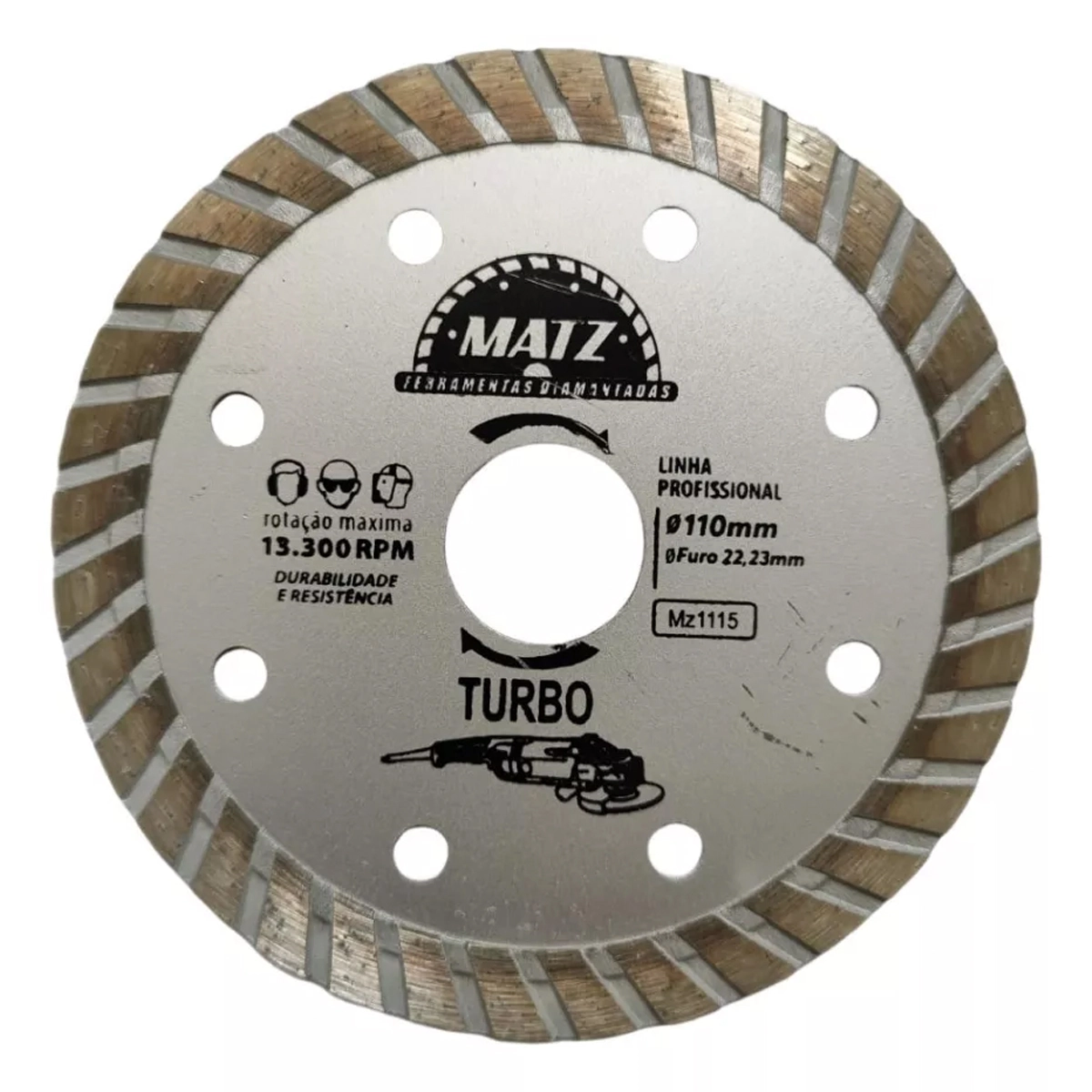 Disco Diamantado Turbo P/ Esmerilhadeira 110x22,23mm Matz